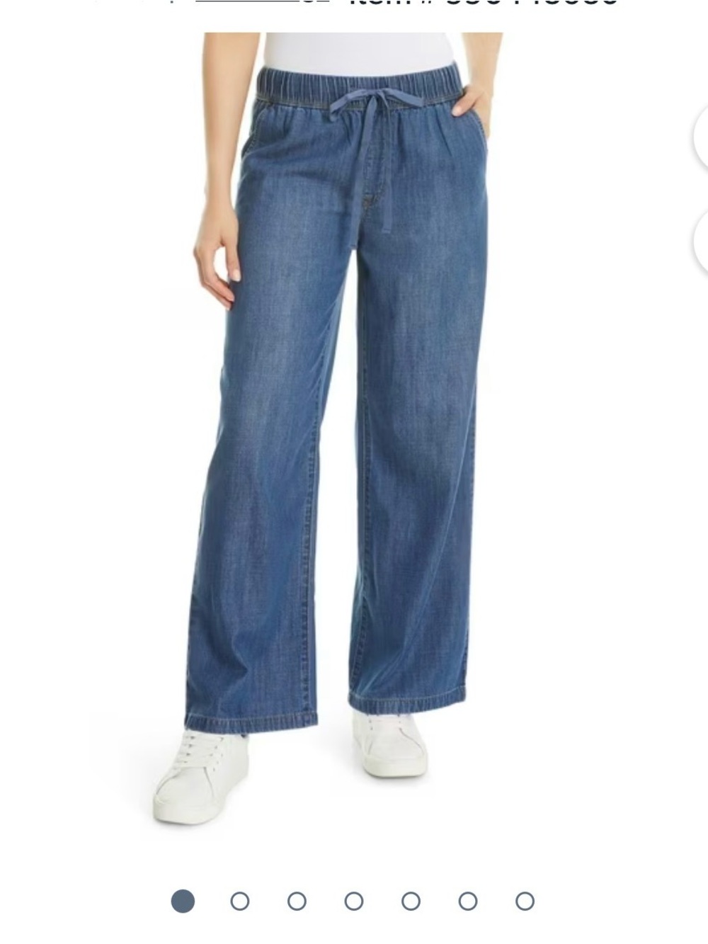 Nine West Women's Blue Wide-Leg Drawstring Jeans